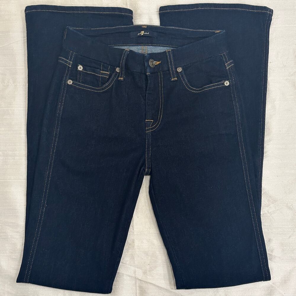7 For All Mankind‎ Dark Wash Denim Tailorless A Pocket Flare Bootcut Jeans Sz 25